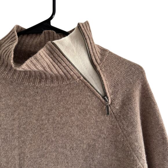 Garnet Hill Womens Large Brown Beige 100% Cashmere Pullover Sweater - Picture 2 of 5